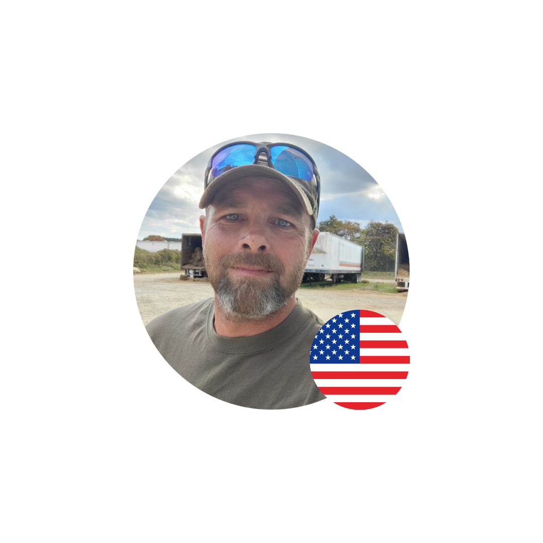 Portrait of a satisfied Nexamine customer from Texas, USA, with the American flag in the corner.